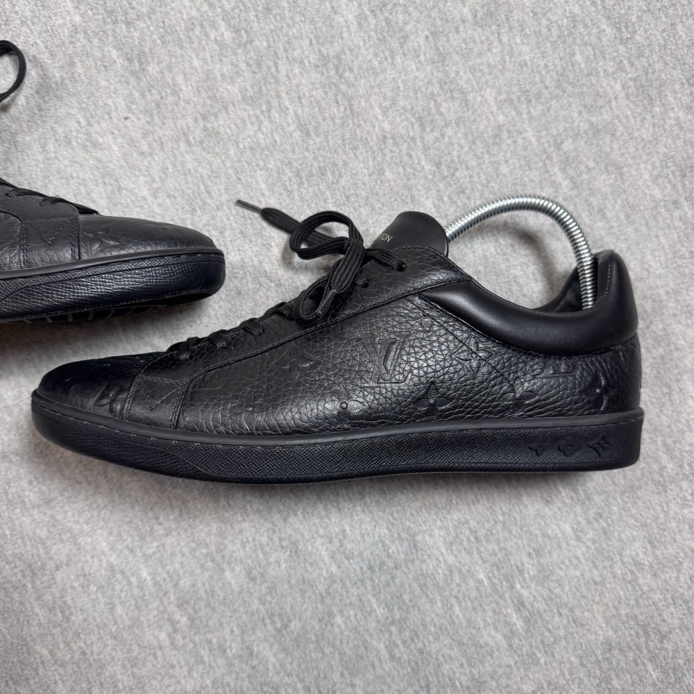 LOUIS VUITTON Luxembourg Monogram Shoes Black Mens Size US 9.5 Sneakers - Picture 4 of 16